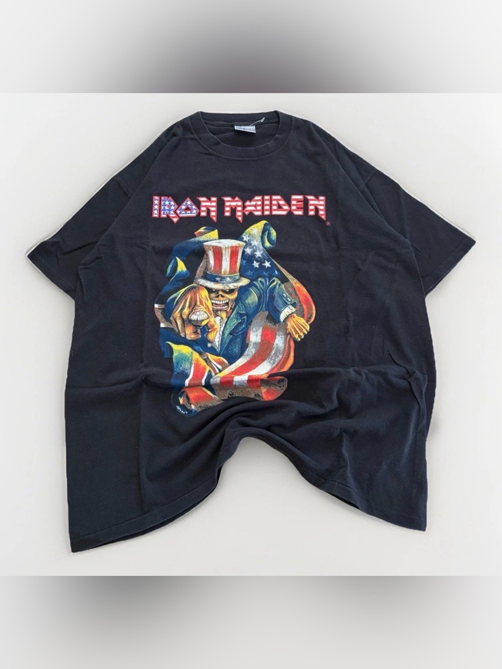 Vintage 90s Iron Maiden T-Shirt Single Stitch Size XL Uncle Sam All Sport Tag